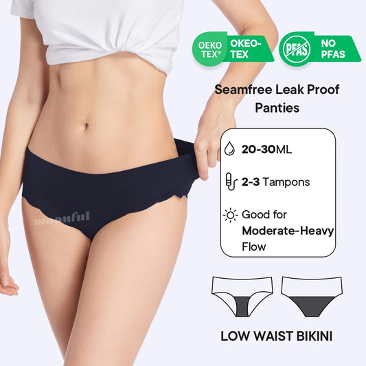 Seamless Period Underwear Menstrual Cycle Absorbent Underwear for Women Heavy Flow Leak Proof Menstrual Panties for Menstruation.