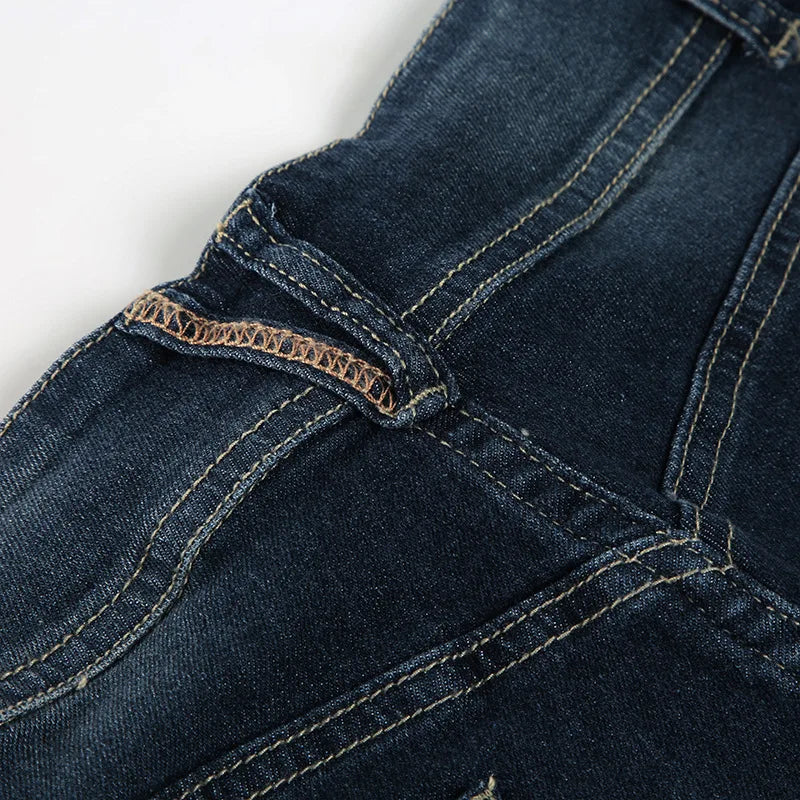 Vintage Y2K Flared Jeans Retro Button-up Low Rise Casual Denim Hose Harajuku 2000er Jahre Hose Basic Aesthetic Mom
