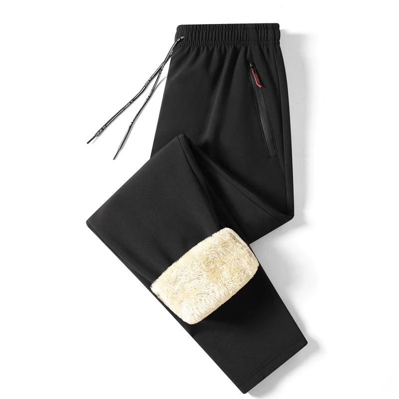 Warme Winter männer Gerade Hosen Stretch Elastische Taille Casual Weiche Jogger Koreanische Klassische Blau Schwarz Grau Marke Hinzufügen Pelz Hosen
