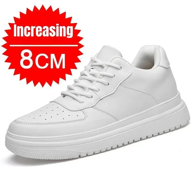PDEP Neue Höhe Zunehmende Schuhe für Männer 10 cm Unsichtbare Aufzug Turnschuhe Weiß Leder Sport Zapatillas De Hombre Große Größe 46
