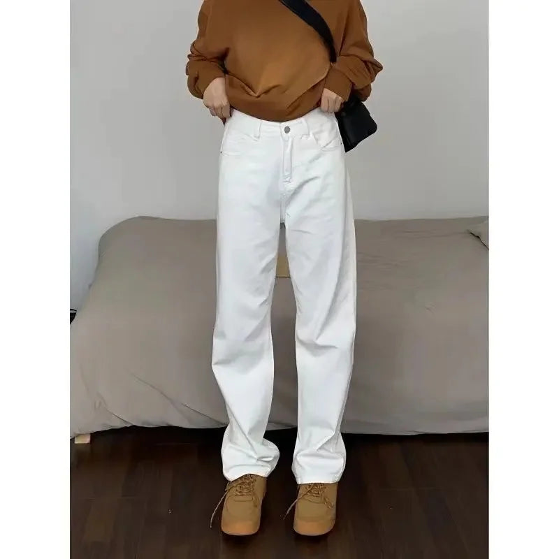 High Waist Straight Leg Jeans Women's Spring New Slim Fit Spring Autumn Narrow Version Smoking Pipe Pants