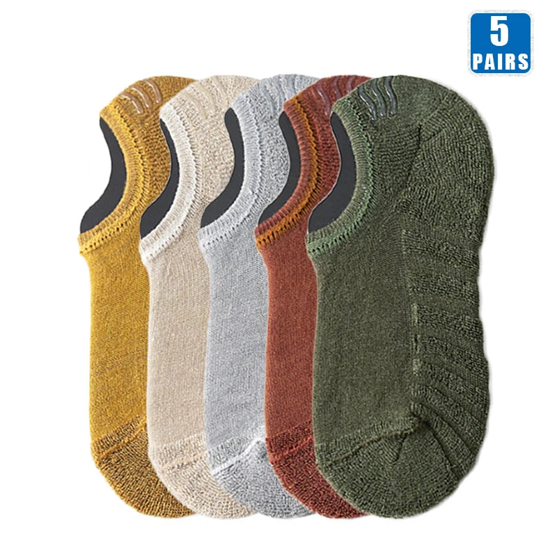 5 Pairs Men Short Socks Cotton High Quality Crew Ankle Casual Soft Low-Cut Non-Slip Breathable Summer Autumn 2022 Sock for Male