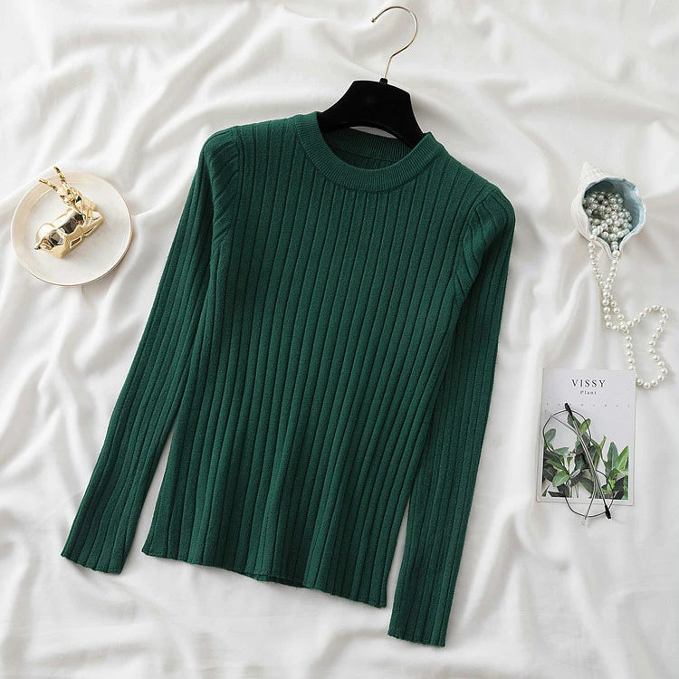 Oansatz Rippen Langarm Koreanische Slim-fit Weibliche Pullover Pullover Frauen Pullover Stricken Weiche Jumper Tops Neue Herbst Winter tops