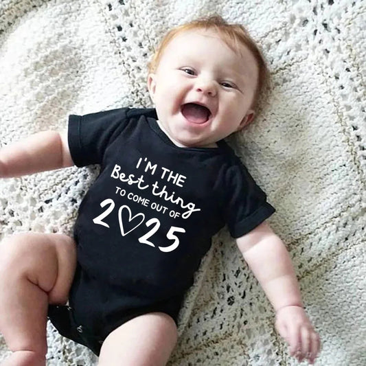„I'm the Best Thing 2025, Neugeborene Babykleidung, weiße Baumwolle, Sommer-Bodys für Kleinkinder, kurzärmeliger Strampler für Jungen und Mädchen.