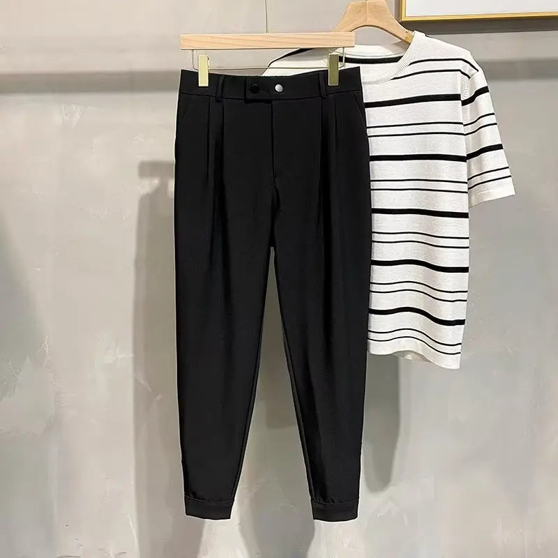 Luxury Fashion Straight Men's Casual Pants Spring Summer New Korean Suit Pant Harem Business Formal Male Trousers Trendy Brand