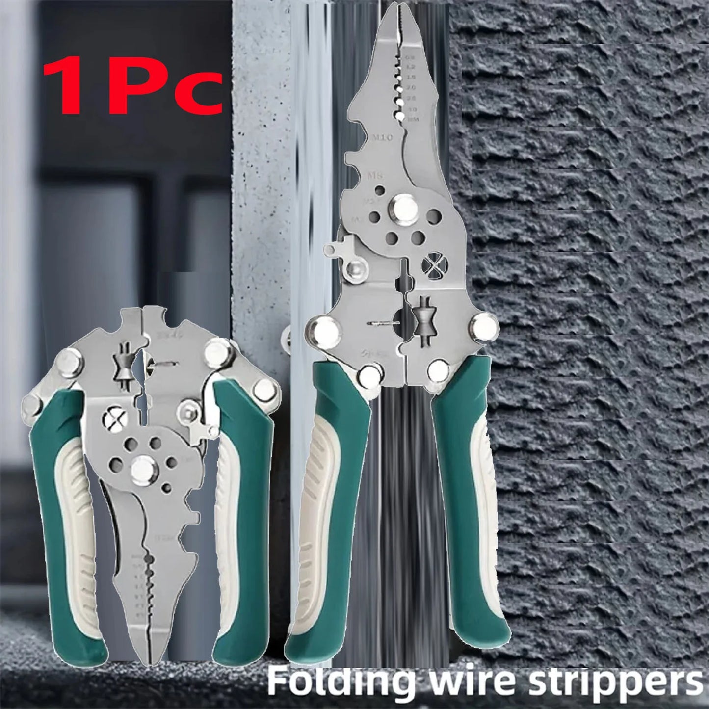 1/2 faltbare 18-in-1-Abisolierzange, Crimpzange, multifunktionale Elektrikerzange, professionelle Elektriker-Werkzeuge | Kompaktes, faltbares Design für sichere Verbindungen und Heimwerkerprojekte