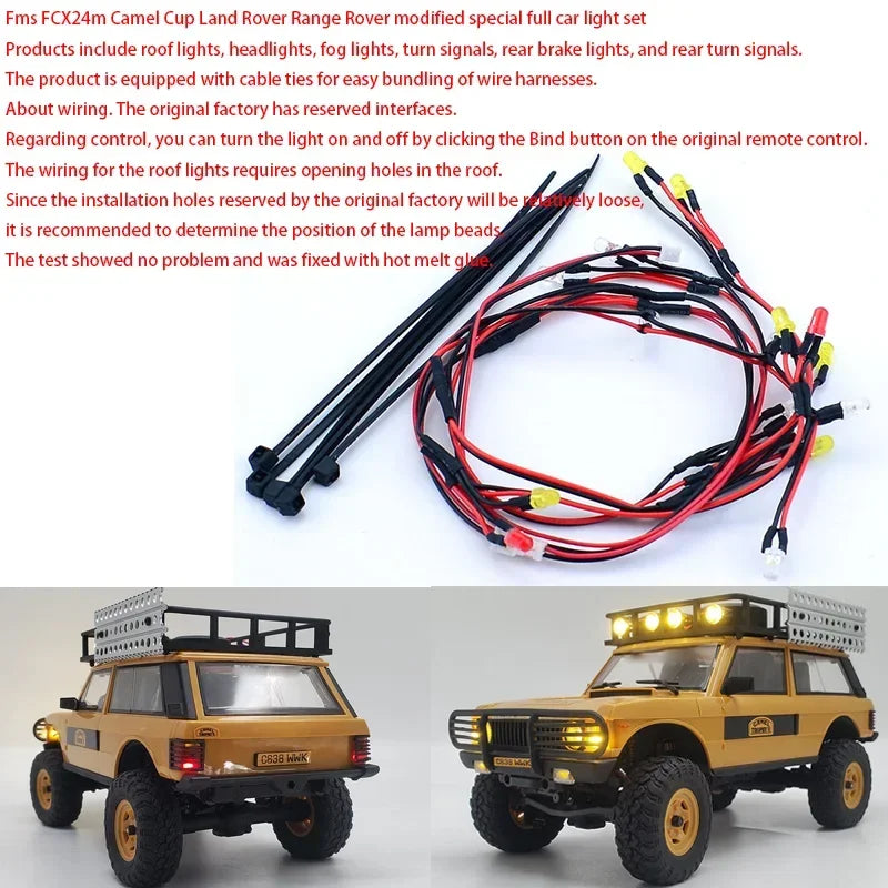 LED 5V Lighting Upgrade System Front and Rear Lamp for 1/24 RC Crawler Car FMS FCX24M Camel Cup Discovery Range Rover Parts