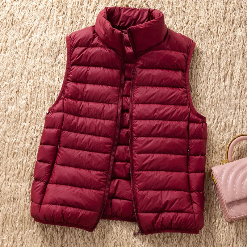 12 Farben 90% weiße Enten Daunen Frauen ärmellose Jacken 2023 Neuankömmlinge weibliche ultraleichte packbare Weste Frauen Mäntel