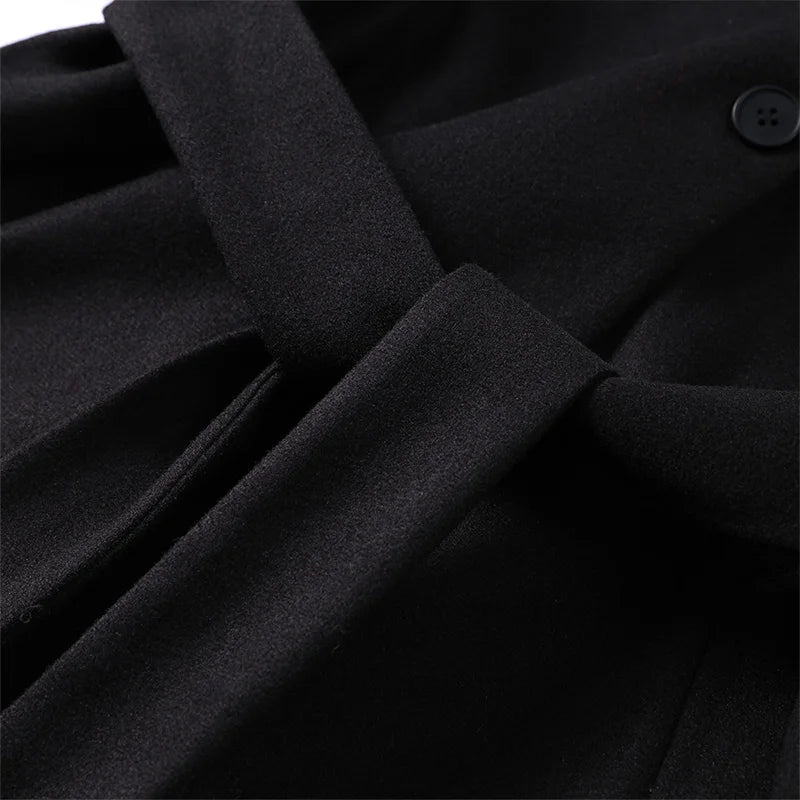 Winter warme Schnürung Damen mantel einfarbig Vintage Einreiher Mantel Mode Herbst Damen jacken neue Retro-Oberbekleidung