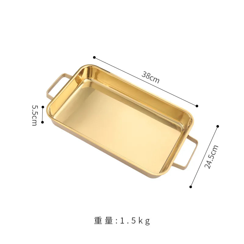 grilled fish plate household induction cooker rectangular Korean multi-functional barbecue plate golden commercial tray