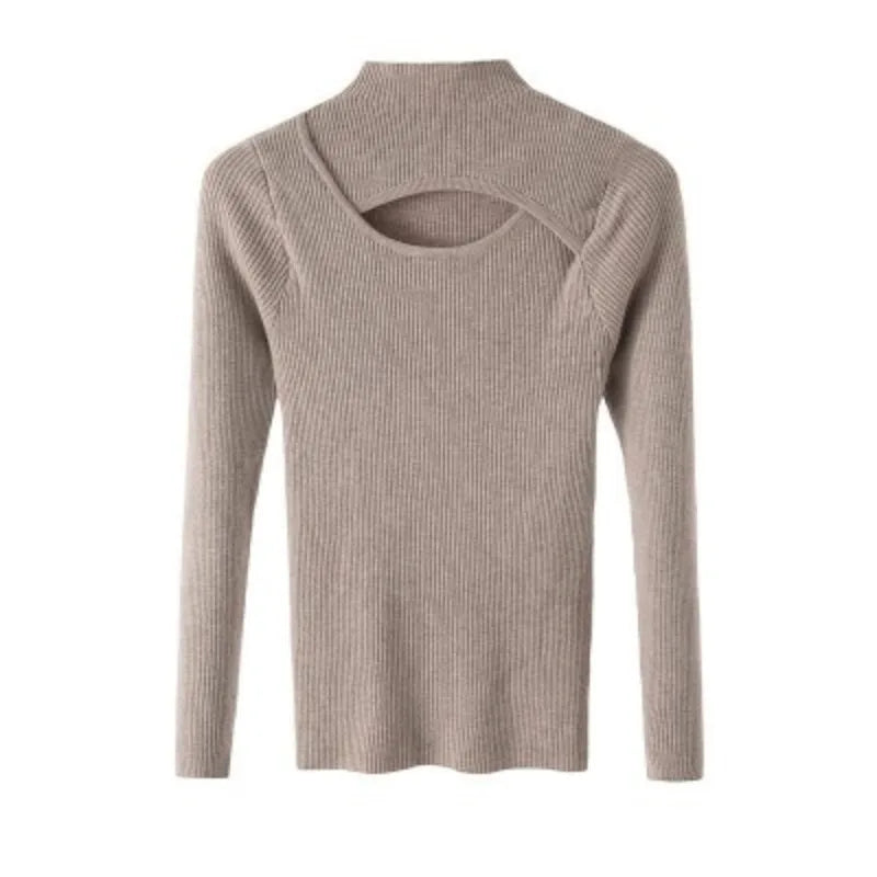 Herbst Winter Gestricktes Hemd Frauen Pullover Stricken Pullover Tops Mode Weibliche Lange Hülse Dünne Elastische Dünne Pullover Shirts
