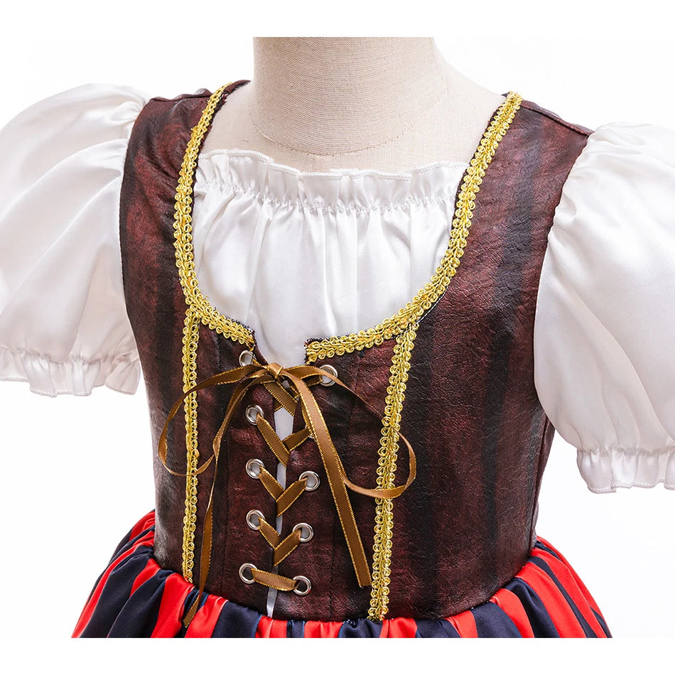 Halloween Mädchen Piraten Kleid Cosplay Karneval Party Piraten Rollenspiel Anzug Mit Kopftuch Kinder Bühne Leistung Kleidung