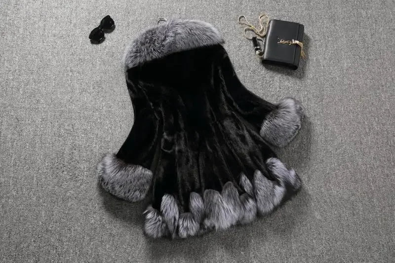 Mit kapuze Lose Faux Pelz Jacke Frauen Dicke Herbst Winter Koreanische Maxi Mantel Lange Warme Luxus Pelz Parkas Bontjas Pelzigen Oberbekleidung