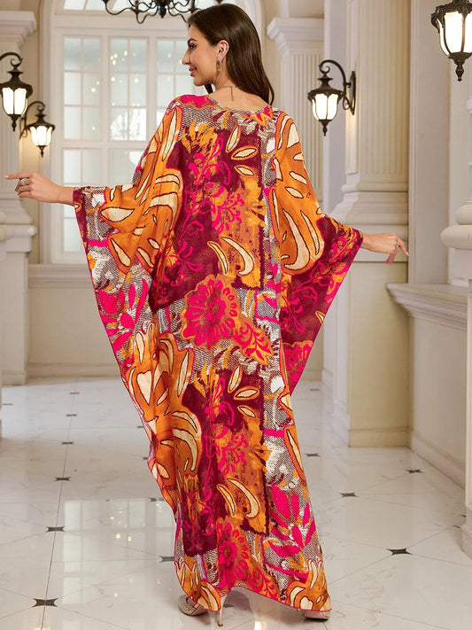 Kaftan-Kleider für Damen, Wellenhals-Badeanzug, Überwurf, Kaftan-Kleid, Übergröße, übergroßes langes Strandkleid.