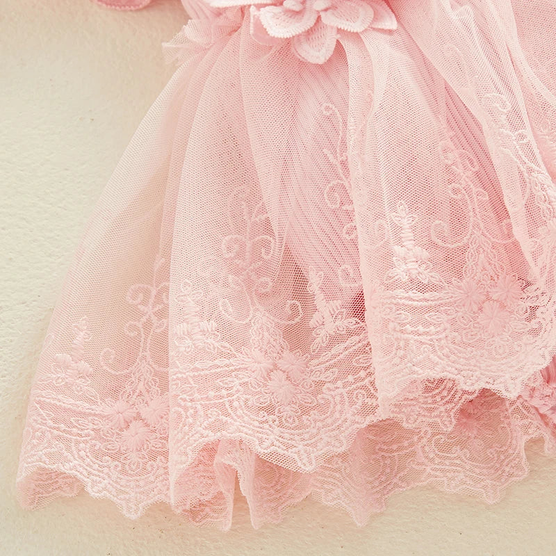 Visgogo Neugeborenen Baby Stram pler Kleid 2 Stück Outfits Mesh Spitze Patchwork Rüschen Bodysuit und Stirnband süße Sommerkleid ung