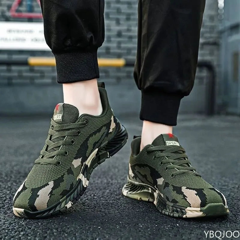 Mesh Camouflage Sportschuhe Herren Langlebige Freizeitschuhe Herren Anti Slip Tennis Outdoor Wandern Leichte Flache Schuhe Sneakers