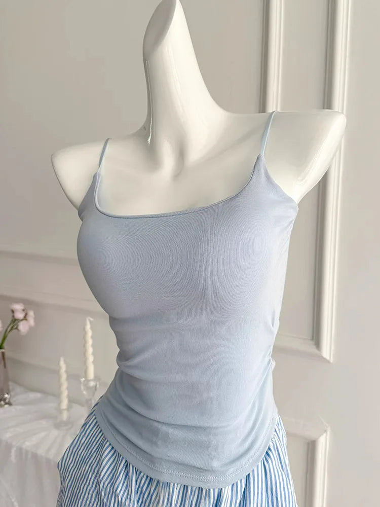 Einfarbiger Pyjama mit Brustpolstern, gestreifte Shorts für Damen, Sommer, dünne Leibchen-Shorts, Loungewear, großer Pyjama, zweiteiliges Set