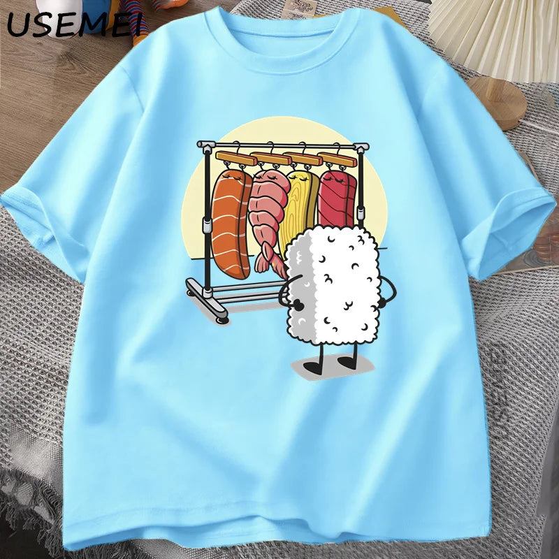 Sushi Wardrobe T Shirt Women Men Funny High Quality T-shirt Cotton Graphic T Shirts Loose Short-sleeve Pritned Tshirt Man Tops
