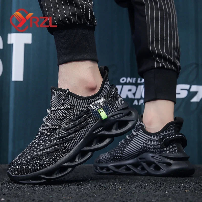 YRZL Männer Sport Laufen Schwarz Jogging Schuhe Casual Turnschuhe Outdoor Atmungsaktive Mesh Frauen Licht Stoßdämpfung Schwarz Tennis