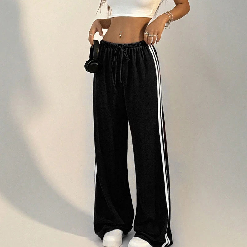 Neue Vielseitige frauen Hosen Sommer Streetwear Grundlegende Gerade Lose Beiläufige Dünne Hosen Dame Solide Einfache Mode Gestreiften Hosen