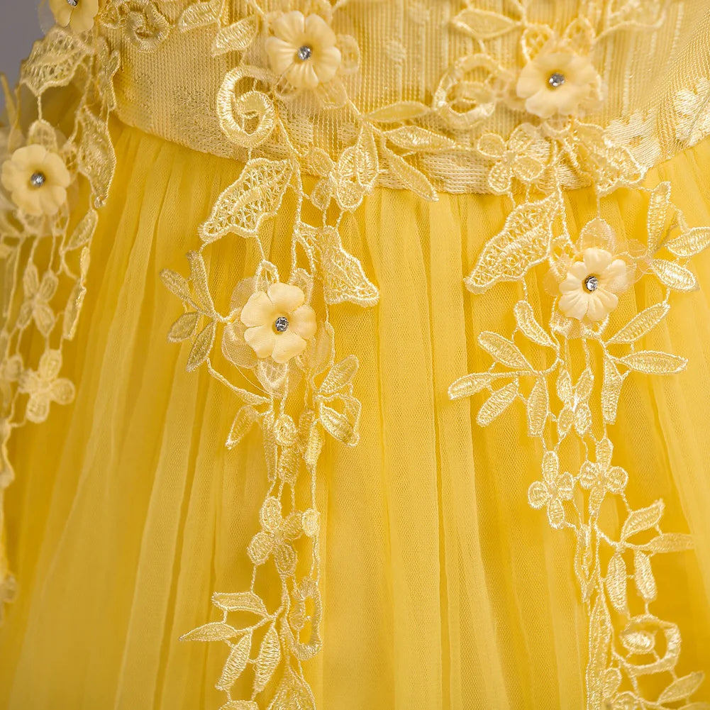 2025 Mädchen-Partykleider für Kinder, Mädchenkleider, Stickerei, Leistung, Junior-Kleid, Hochzeit, Abend, Abschlussball, Urlaub, Rock, Kostüm