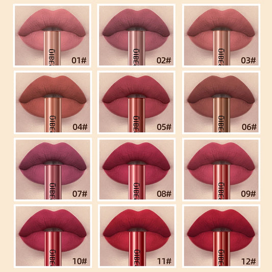 QIBEST Matte Liquid Lipstick Waterproof Long Lasting Lip Gloss Velvet Mate Nude Red Tint Tube Lipsticks Lipgloss Makeup Cosmetic.