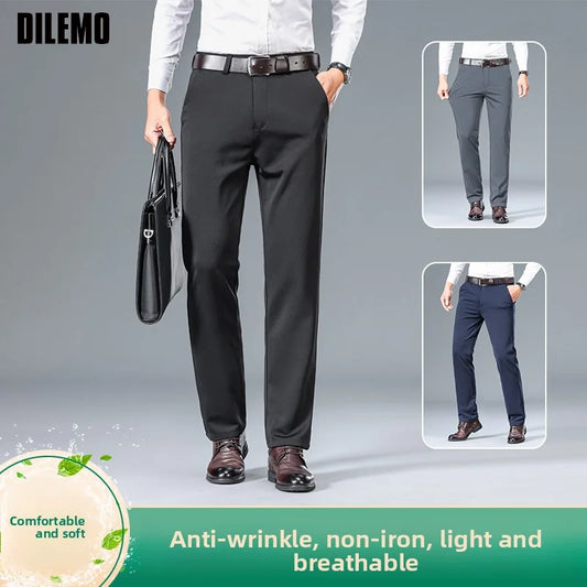 Top Quality New Brand Casual Fashion Long Pants Business Hight Stretch Straight Comfortable Korean Trousers Men Clothing.