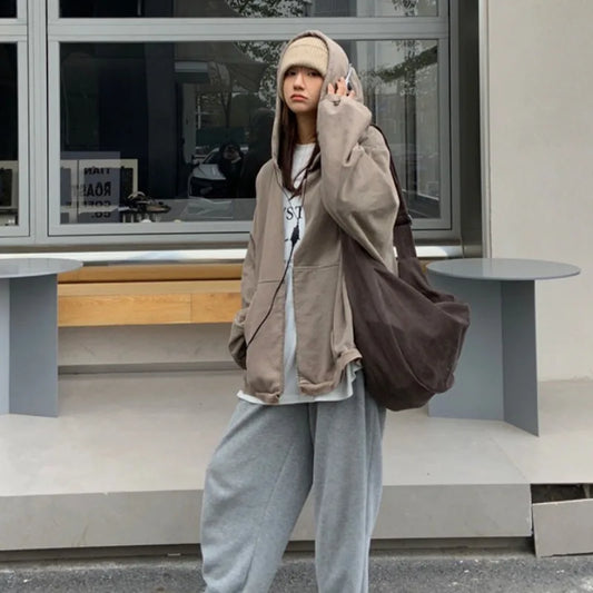 Vintage Women's Bag Large Capacity Shoulder Bag Solid Color Simple Casual Commuter Bag Retro Handbags.