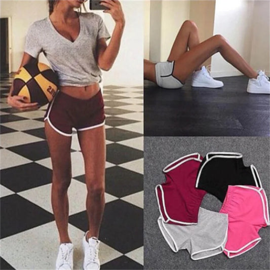 Sports Shorts Women Summer 2024 New Candy Color Anti Emptied Skinny Shorts Casual Lady Elastic Waist Beach Correndo Short Pants.