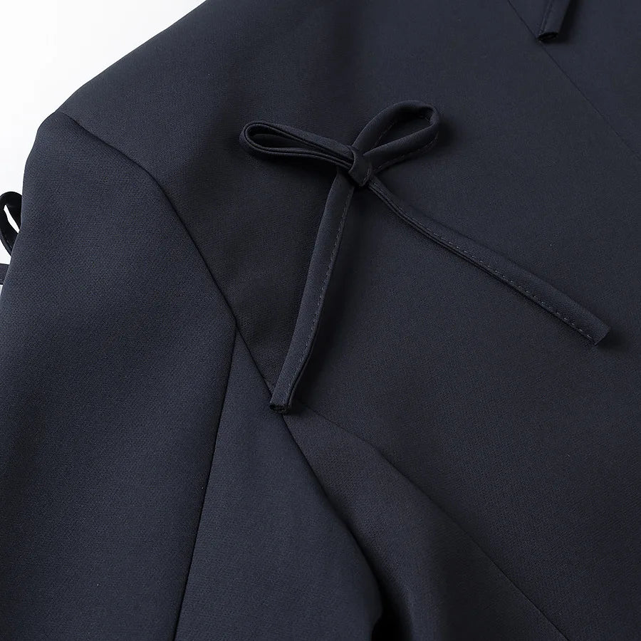 ZBZA frauen Bogen Quaste Anzug Lose Revers einreiher Tasche Einfarbig Pendler Jacke Frühling Sommer Neue Weibliche Chic mantel
