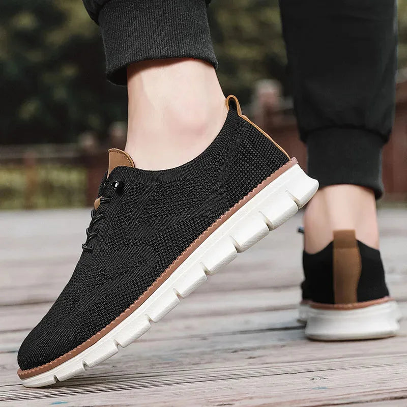 Herren-Freizeitschuhe, klassische, atmungsaktive Brogue-Flats, dämpfende Farbblock-Design-Kleiderschuhe, vielseitige Turnschuhe, leicht