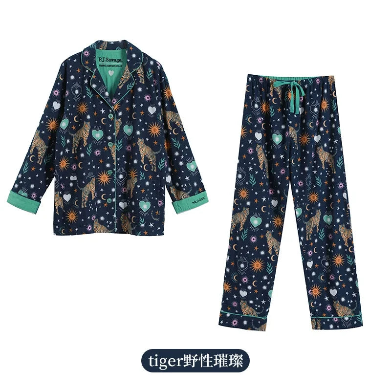 Matching Pajamas 2 Piece Set Women Pj Sets Women 2 Piece Set Outfit 100% Cotton Pajamas for Women Loungwear Set Loose Sleepwear