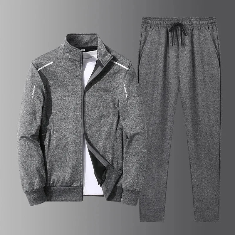 Men's Sportswear Set Spring Autumn Loose Stand Collar Two Pieces Casual Running Outfit Dad Clothes Comfortable Fitness Apparel