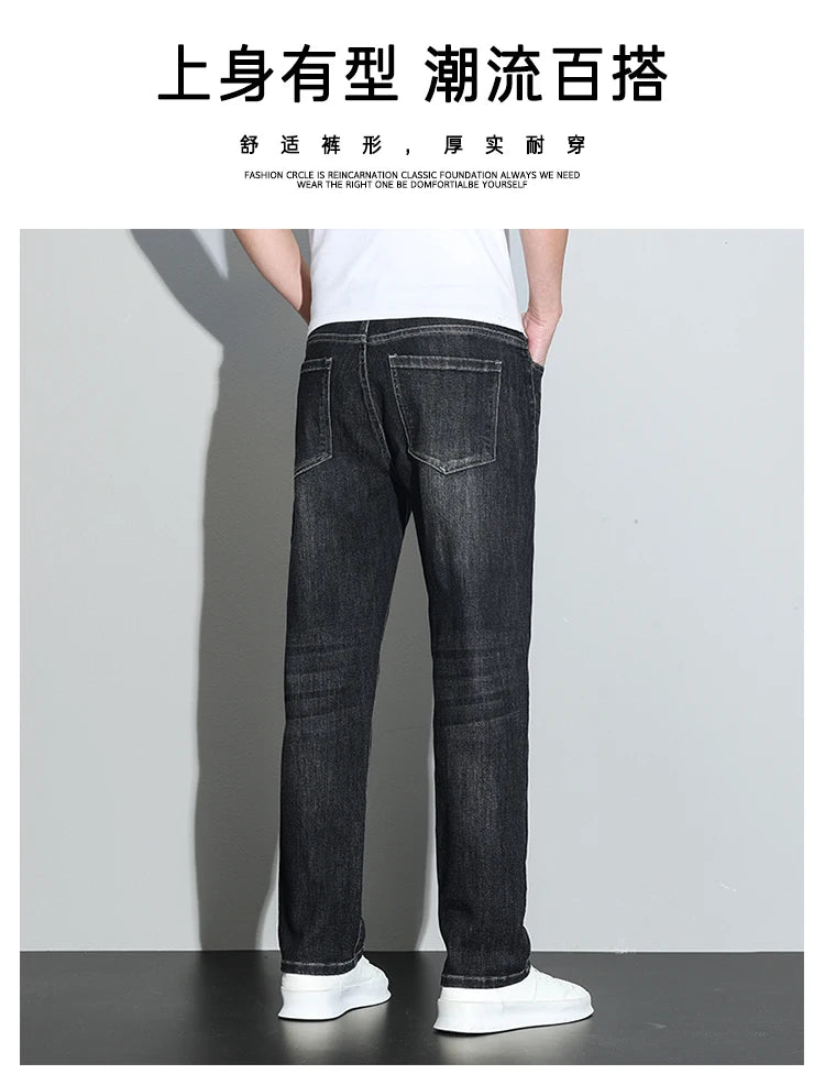 190 cm 200 cm hohe Jeans für Herren, gerade, normale Passform, Denim-Hose, männlich, Teeneeger, Stretch, extra lang, Länge 110, 115 cm, 120 cm, verlängert