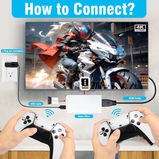 M15 4K Game Stick Mini Video Game Consoles Retro Handheld 20000 Games Player HD Video Game Stick 2.4G Dual Wireless Controller.