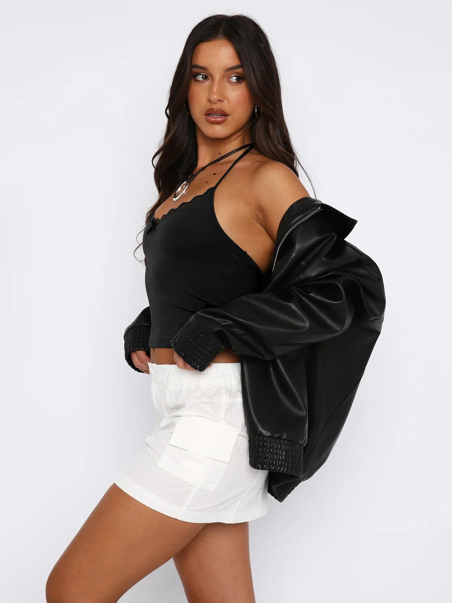 Neue Hals hängende Weste Damen Y2K Sexy Crop Top mit freiliegendem Nabel BM Strapsbasis und ärmelloses Slim Fit Top Tank Top