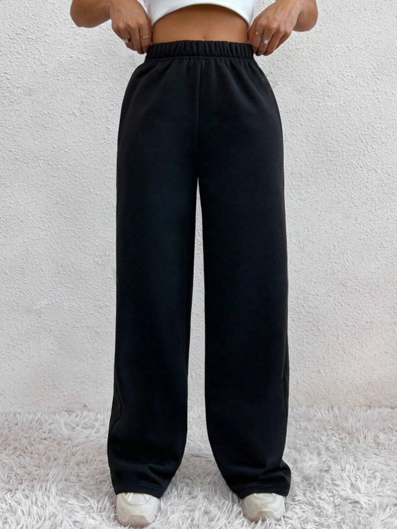 Herbst und Winter Damen warme Hosen Fleece gefüttert hohe Taille lässigen Stil tägliche Kleidung mit Taschen Jogging Jogging hose