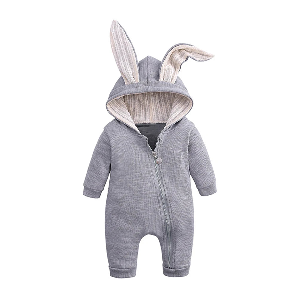 Melario Jungen Langarm Kleidung Baby Kinder Große Ohren Kaninchen Body Mädchen Baby Mit Kapuze Reißverschluss Creeper Strampler