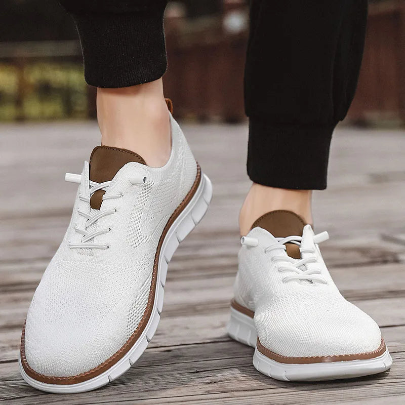 Herren-Freizeitschuhe, klassische, atmungsaktive Brogue-Flats, dämpfende Farbblock-Design-Kleiderschuhe, vielseitige Turnschuhe, leicht
