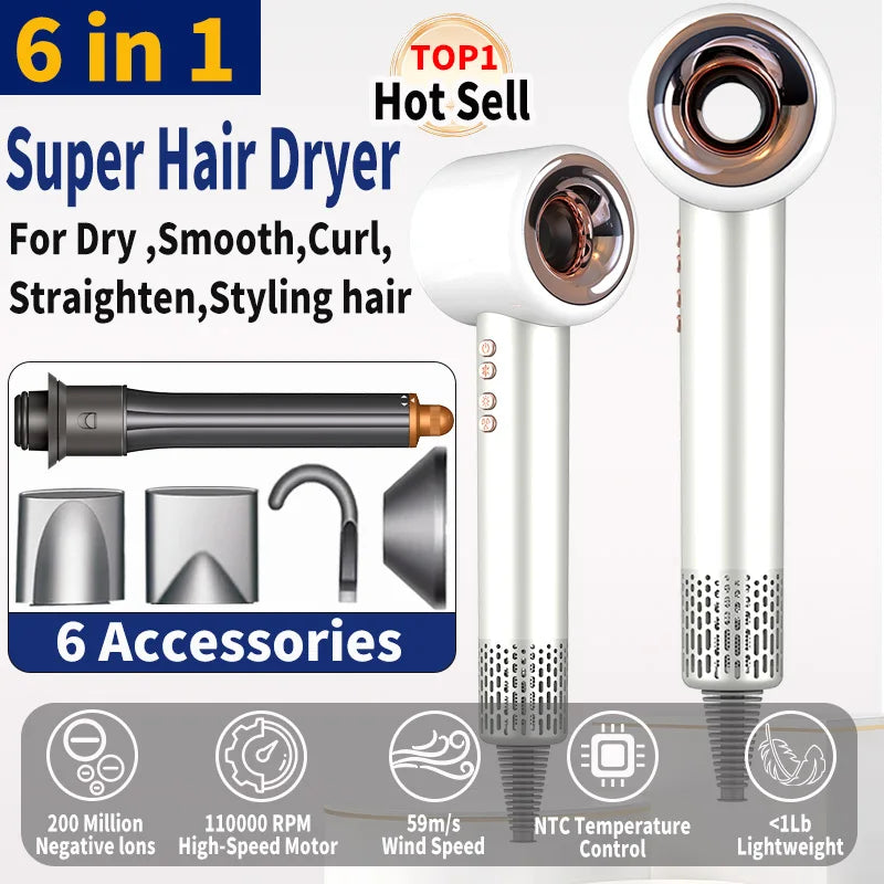 220V Super Hair Dryer 1600W Leafless Hair dryer Personal Hair Care Styling Negative Ion Tool Constant Anion Electric Hair Dryers