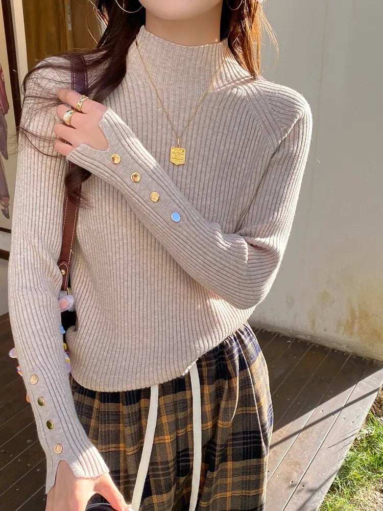 Herbst Winter Pullover Frauen Pullover Langarm Tops Kleidung Schlank Stricken Weiche Jumper Streetwear Taste Rollkragenpullover