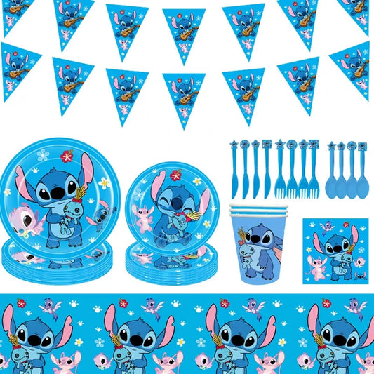 Disney Stitch Geburtstags feier Dekoration Lilo und Stich Thema Geschirr Set Tasse Platte Winkel Ballon liefert für Kinder Jungen Mädchen.