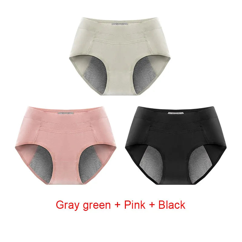 3PCS Cotton Menstrual Panties Leak Proof Breathable Sexys Panties Woman Women Girls Physiological Pants Women's Intimates M-XL