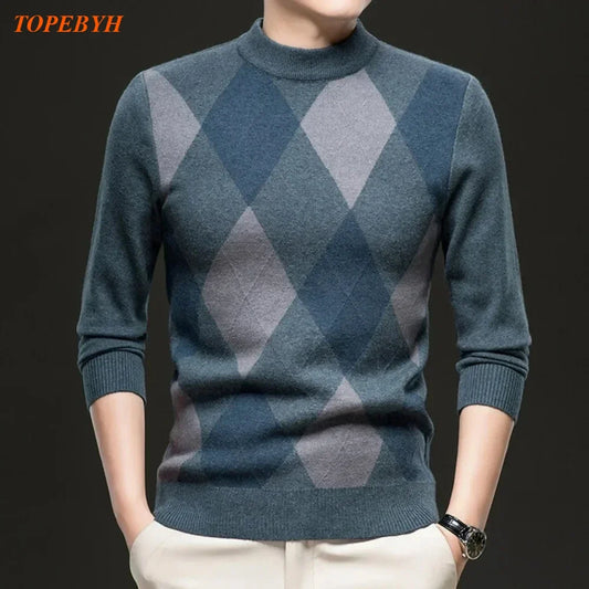 New High Quality Men's Fashion Business Casual Knitted Sweater Warm Pullover Tops Mens Clothes.