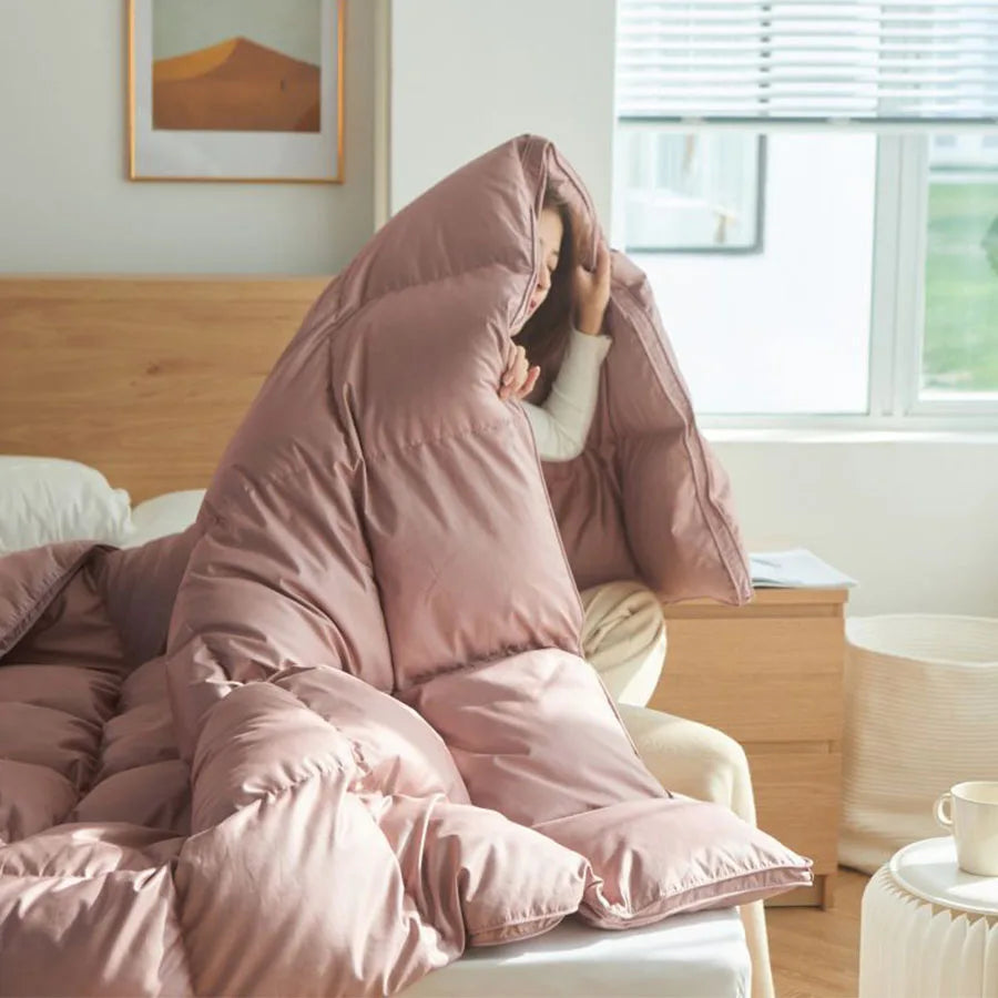 KDJEIKZ Winter Cotton Goose Down Quilt Five-Star Hotel Duvet Super Soft Fluffy Queen King Full Size Four Seasons Duvets Blanket