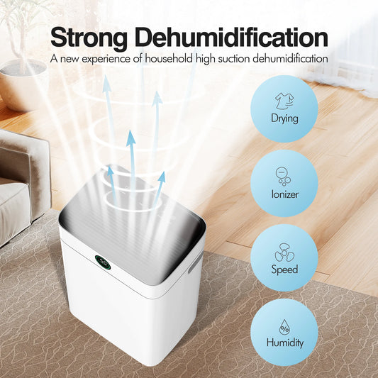 Dehumidifier 20 L, Dehumidifier Cellar Rooms with Digital Display, 24H Timer, Automatic Defrosting, Dry Clothes, Continuous Drai.
