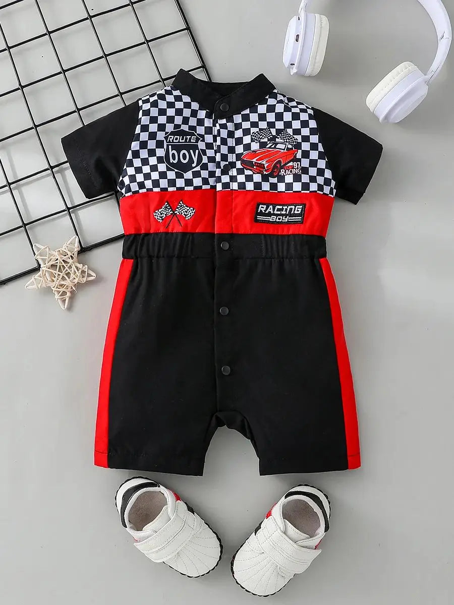 Ein Stück Baby Jungen Sommer Kurzarm Cartoon Auto Coole Mode Für Neugeborene Baby Artikel 0-1Y Overall Streetwear Kleidung.