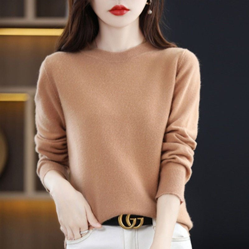 Frauen Pullover Oansatz Herbst Winter Grundlegende Pullover Warme Casual Pulls Jumper Koreanische Lange ärmeln Solide Strickwaren Bodenbildung Shirt