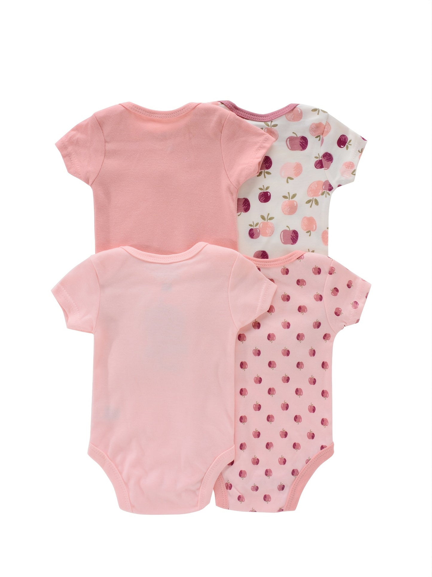 4PCS Neugeborenen Strampler Kurzarm Rundhals Cartoon Tier Blumen Drucken Body Onesies Für Baby Jungen Und Mädchen Kleidung