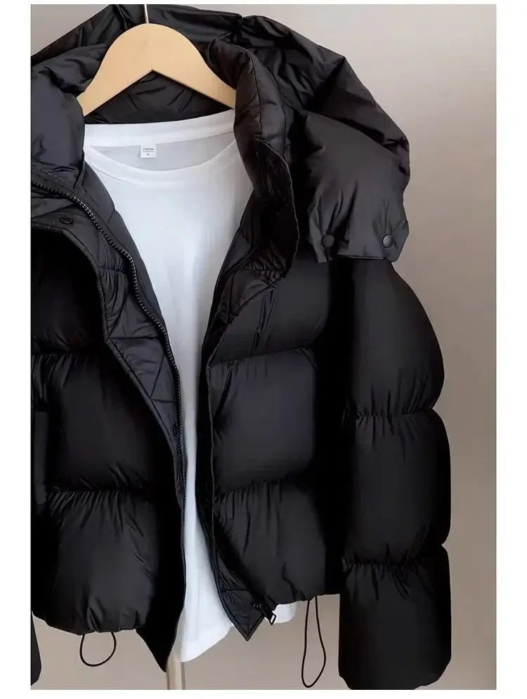 2023 neue Winter Puffer Jacke Frauen Mode Mit Kapuze Unten Baumwolle Mantel Weibliche Lose Beiläufige Warme Parkas Oberbekleidung